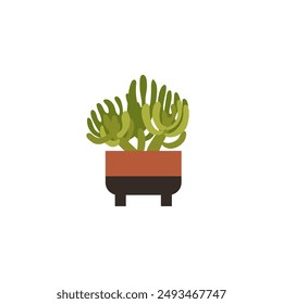 Flor en una olla, diseño de Vector. Ilustración para un ambiente acogedor, con una planta en una olla. Ideal para la decoración, estilo plano, sobre un fondo aislado.