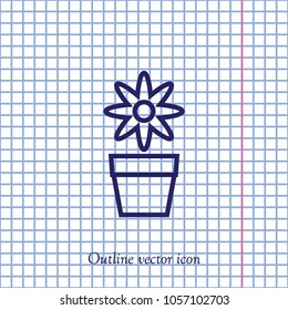 flower in a pot, vector design outline element