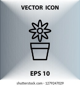 flower in a pot, vector design outline element