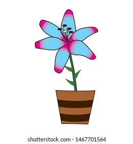 Flower in a pot. Vector graphics. Isolated on a white background. Stock vector illustration. Copy space.