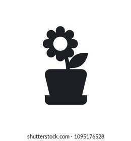 flower in pot vector icon