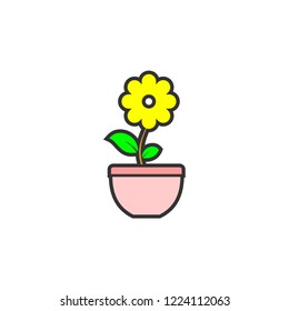 Flower pot vector icon