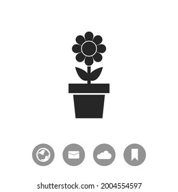 Flower in pot vector icon.