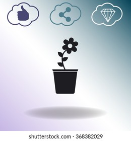 Flower pot vector icon.