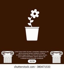 Flower pot vector icon.
