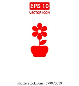 Flower Pot  Vector Icon.