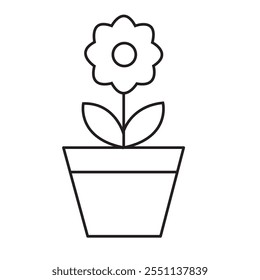 Flower in pot vector icon, ideal for plant-themed projects. eps 10.