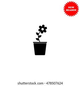 Flower pot vector icon isolated on white background.