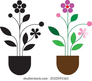 flower pot vector flower pot icon flower pot logo flower pot silhouette colour 