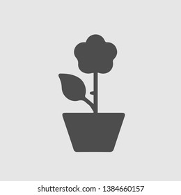 Flower in pot vector icon. Nature symbol. Simple isolated pictogram.