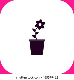 Flower pot vector icon on white background.
