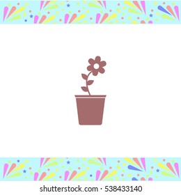 Flower pot vector icon on white background. Isolated illustration. Business picture.