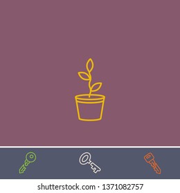 flower pot vector icon.Outline flower pot illustration of vector symbol.Bonus broken key graphic concept