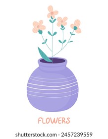 Flower in a pot. Vector illustration in flat cartoon style.