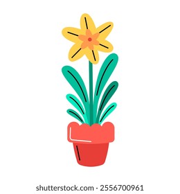 Flower Pot Vector Illustration. Good for Easter Elements.