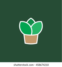 Flower in a pot, a vector illustration of logo sign art