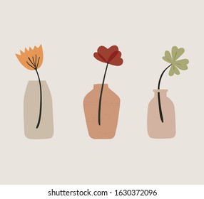 Flower in pot vector illustration set