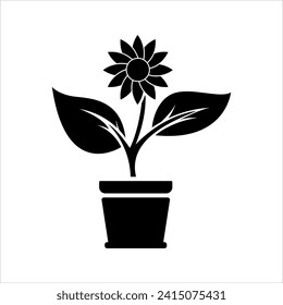 Flor En El Vector De Pota Ilustración Girasol