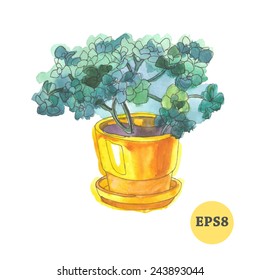 Flower in pot. Vector illustration for your design