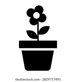 Flower pot vector shape features simple plant grower. It represents creative garden sign. eps 10