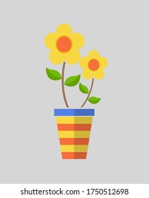 vector de maceta floral, amarillo, floral, linda planta.