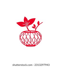 vectores de macetas de flores Ilustraciones decorativas elegante y hermosa ,símbolo de icono de flor logo