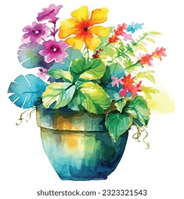 Flower In Pot Watercolor Sublimation Clipart