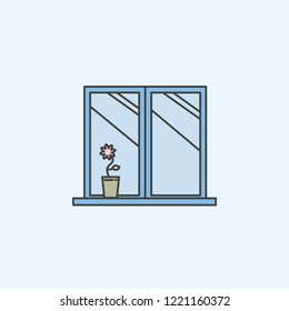 flower pot in window icon. Element of house hold icon for mobile concept and web apps. Colored flower pot in window icon can be used for web and mobile