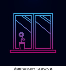 Flower pot in window nolan icon. Simple thin line, outline vector of household icons for ui and ux, website or mobile application
