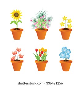 Similar Images, Stock Photos & Vectors of flowers in pots. Raster