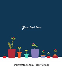 flower pots blue background
