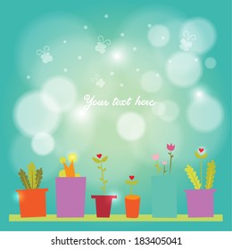 flower pots fantastic spring background