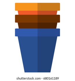 Flower pots icon, vector illustration flat style design isolated on white. Colorful graphics