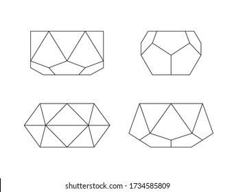 Flower pots outline. Vector set of trendy geometric minimal planters. Different polyhedron shapes. Mock up