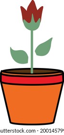 flower potted red color vector