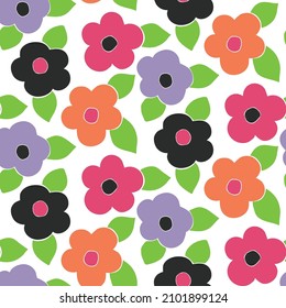  Flower Power Bright scattered big floral repeat pattern