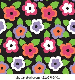  Flower Power, Bright scattered big floral repeat pattern
