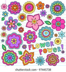 Flower Power Flowers Groovy Psychedelic Hand Stock Vector (Royalty 