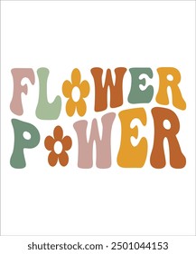 FLOWER POWER Groovy, wavy, hippie, bundle, Love your self, hippie, aesthetic, Mental health matters inspirational, motivational, Trendy smiley