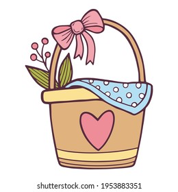 Flower present basket icon. Hand drawn and outline illustration of Flower present basket vector icon for web design