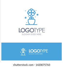 Flower, Present, Tulip, Spring Blue outLine Logo with place for tagline