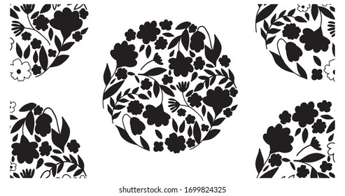 Blumenstempel handgemalt. Vektorillustration.