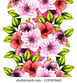 Flower print in bright colors. Elegance seamless pattern.