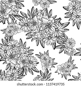 Flower print in bright colors. Elegance seamless pattern.