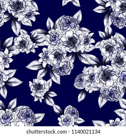 Flower print in bright colors. Elegance seamless pattern.