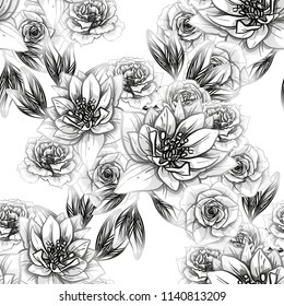 Flower print in bright colors. Elegance seamless pattern.