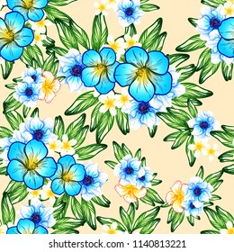 Flower print in bright colors. Elegance seamless pattern.