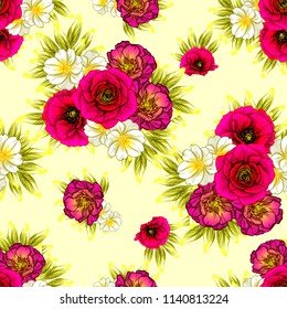 Flower print in bright colors. Elegance seamless pattern.