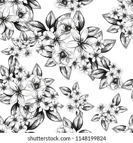 Flower print in bright colors. Elegance seamless pattern.
