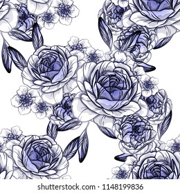 Flower print in bright colors. Elegance seamless pattern.